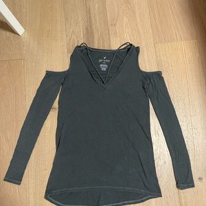 american eagle outfitters dark green long sleeve soft and sexy top size xxs